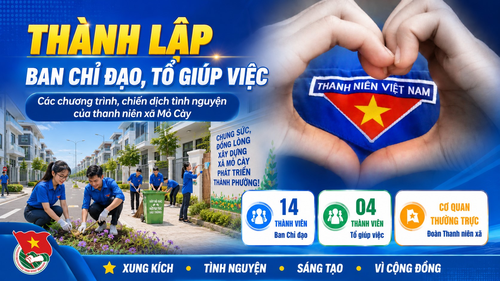 Thành lập Ban Chỉ đạo và Tổ giúp việc các chương trình, chiến dịch tình nguyện của thanh niên xã Mỏ Cày.