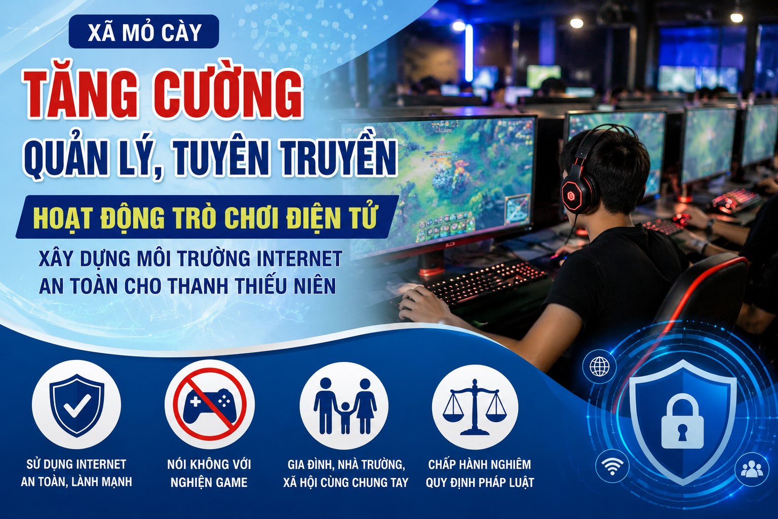 Mỏ Cày tăng cường tuyên truyền, quản lý hoạt động trò chơi điện tử, xây dựng môi trường Internet an toàn cho thanh thiếu niên