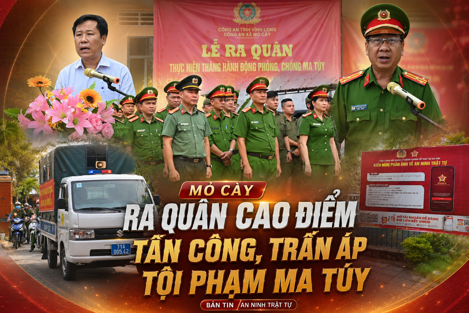 Mỏ Cày ra quân cao điểm tấn công, trấn áp tội phạm ma túy