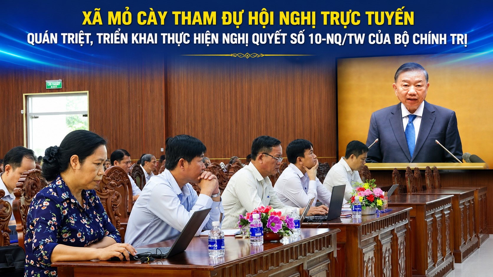 Xã Mỏ Cày tham dự Hội nghị trực tuyến quán triệt, triển khai thực hiện Nghị quyết số 10-NQ/TW của Bộ Chính trị