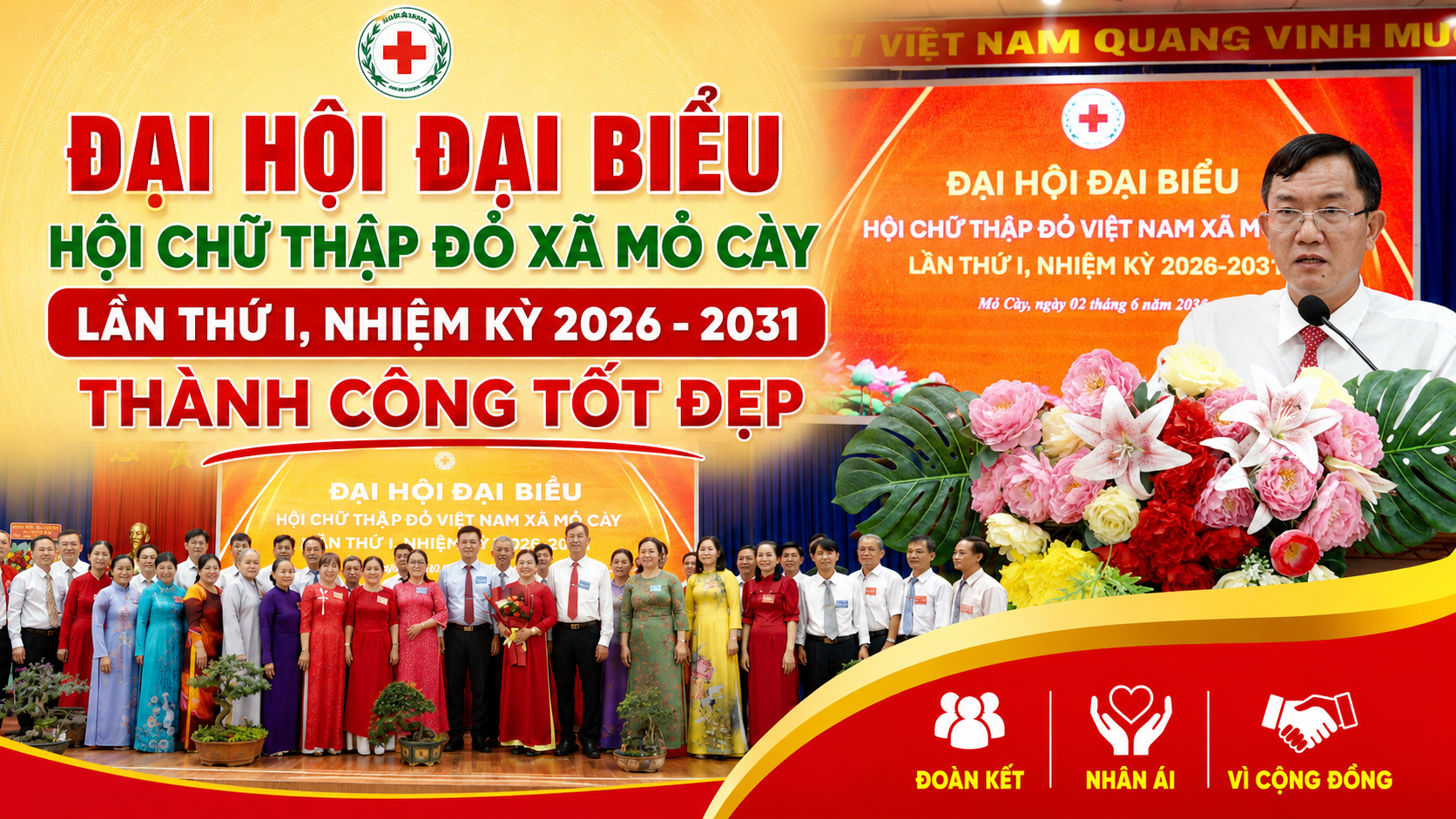 Đại hội đại biểu Hội Chữ thập đỏ xã Mỏ Cày lần thứ I, nhiệm kỳ 2026 - 2031 thành công tốt đẹp