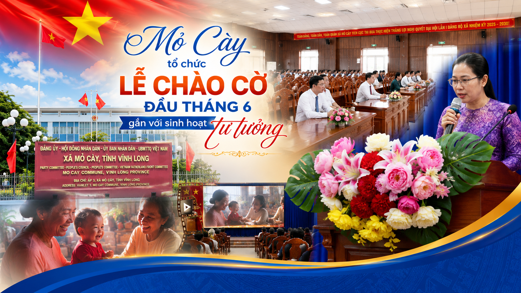 Mỏ Cày tổ chức lễ chào cờ đầu tháng 6 gắn với sinh hoạt tư tưởng 