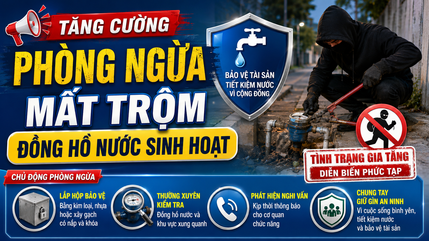 Tăng cường phòng ngừa mất trộm đồng hồ nước sinh hoạt
